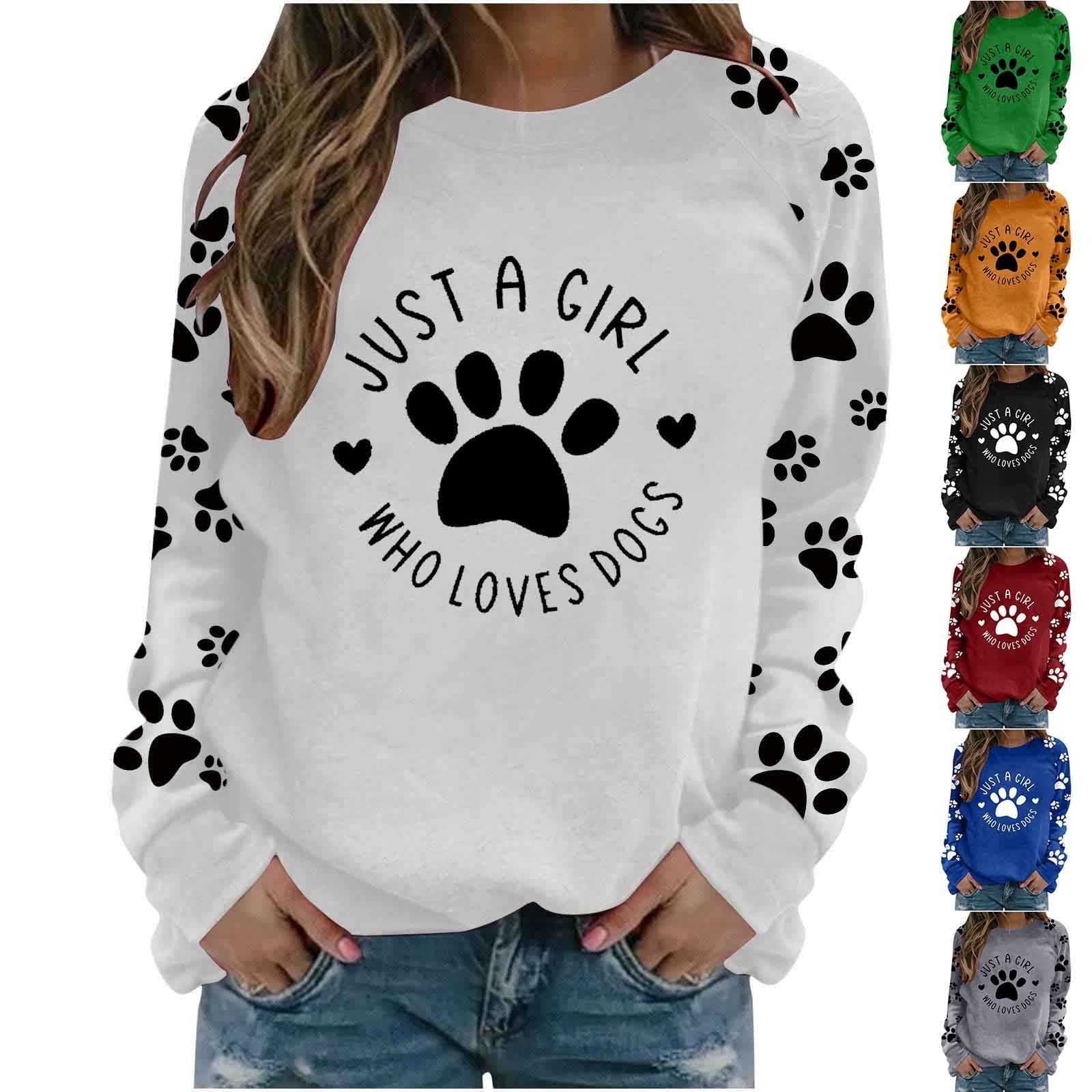 Cute Crew Neck Sweatshirts for Women Spring Fall Fashion Long Sleeve Graphic Print Pullover Tops Casual Workout Shirts(Gray,Xxl)