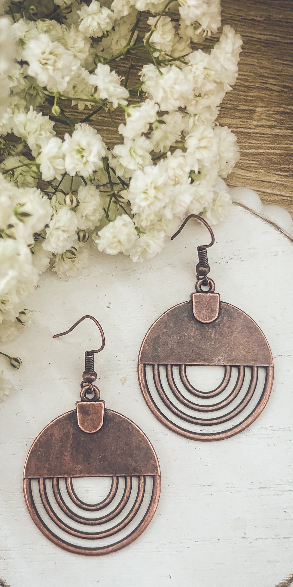 Boho Copper Round Earrings