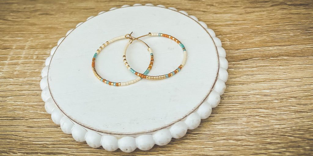 Dainty Beaded Hoop Earrings