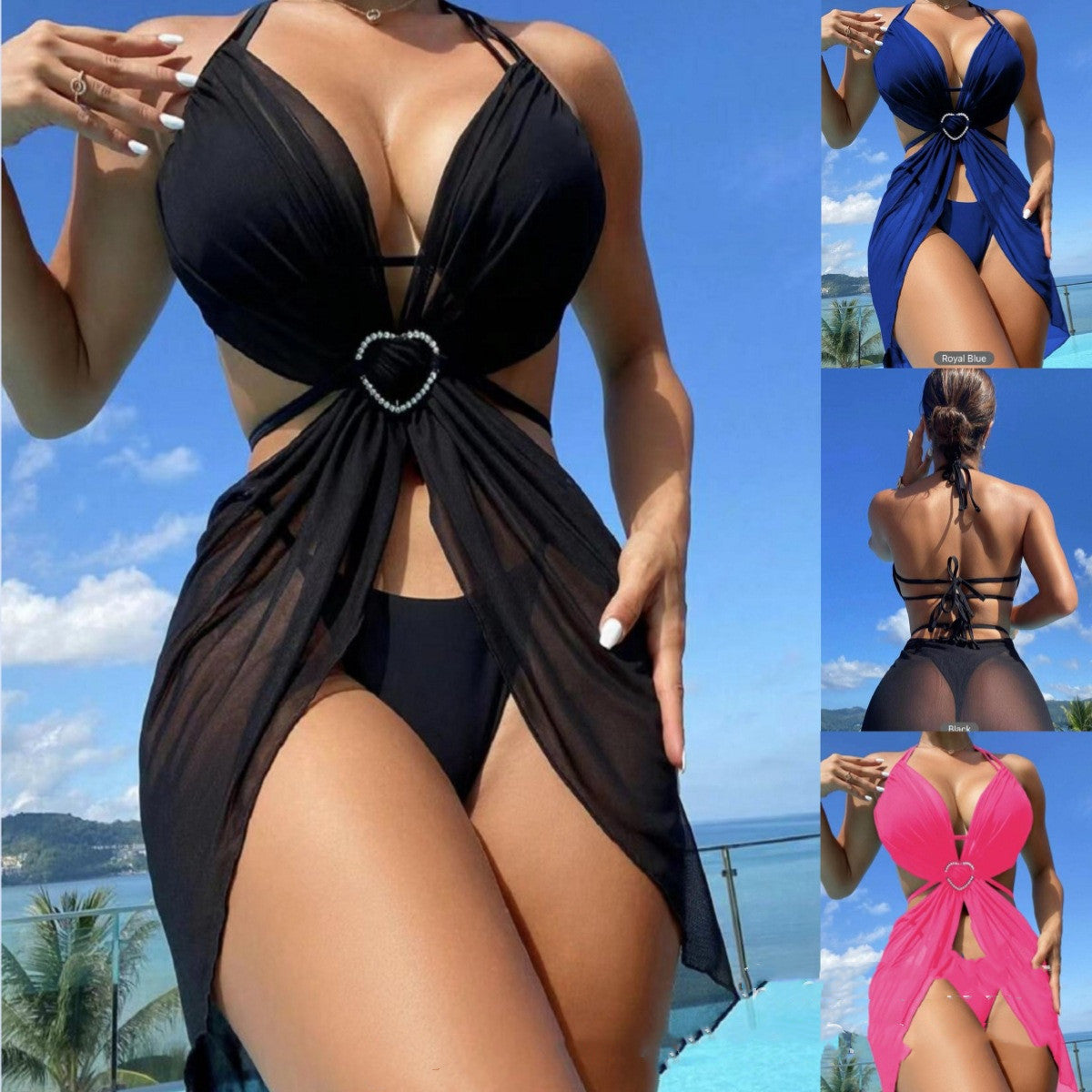 3Pcs Halter Neck Bikini 