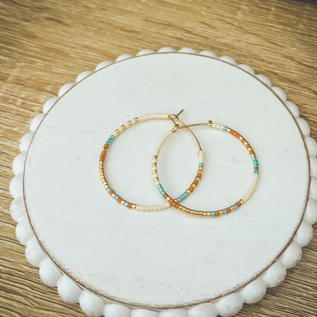 Dainty Beaded Hoop Earrings
