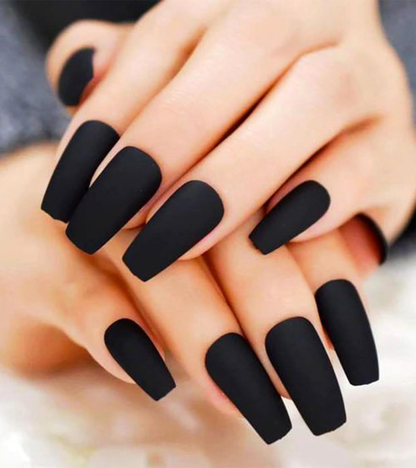 Black Velvet Coffin Matte Nails