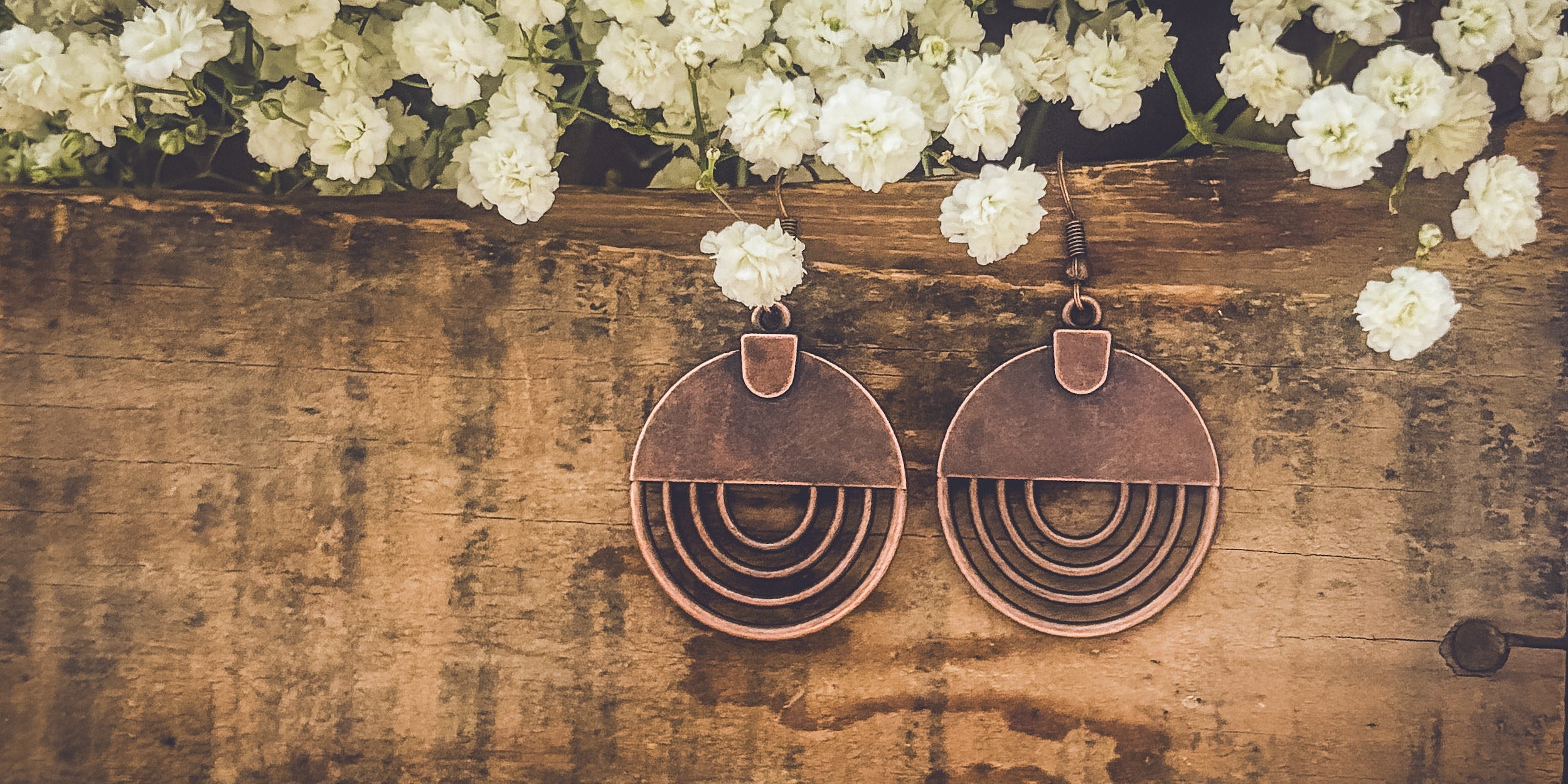 Boho Copper Round Earrings