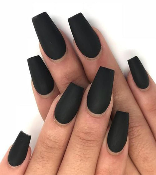 Black Velvet Coffin Matte Nails