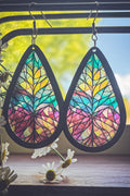 Wood and Stained Glass Effect Earrings