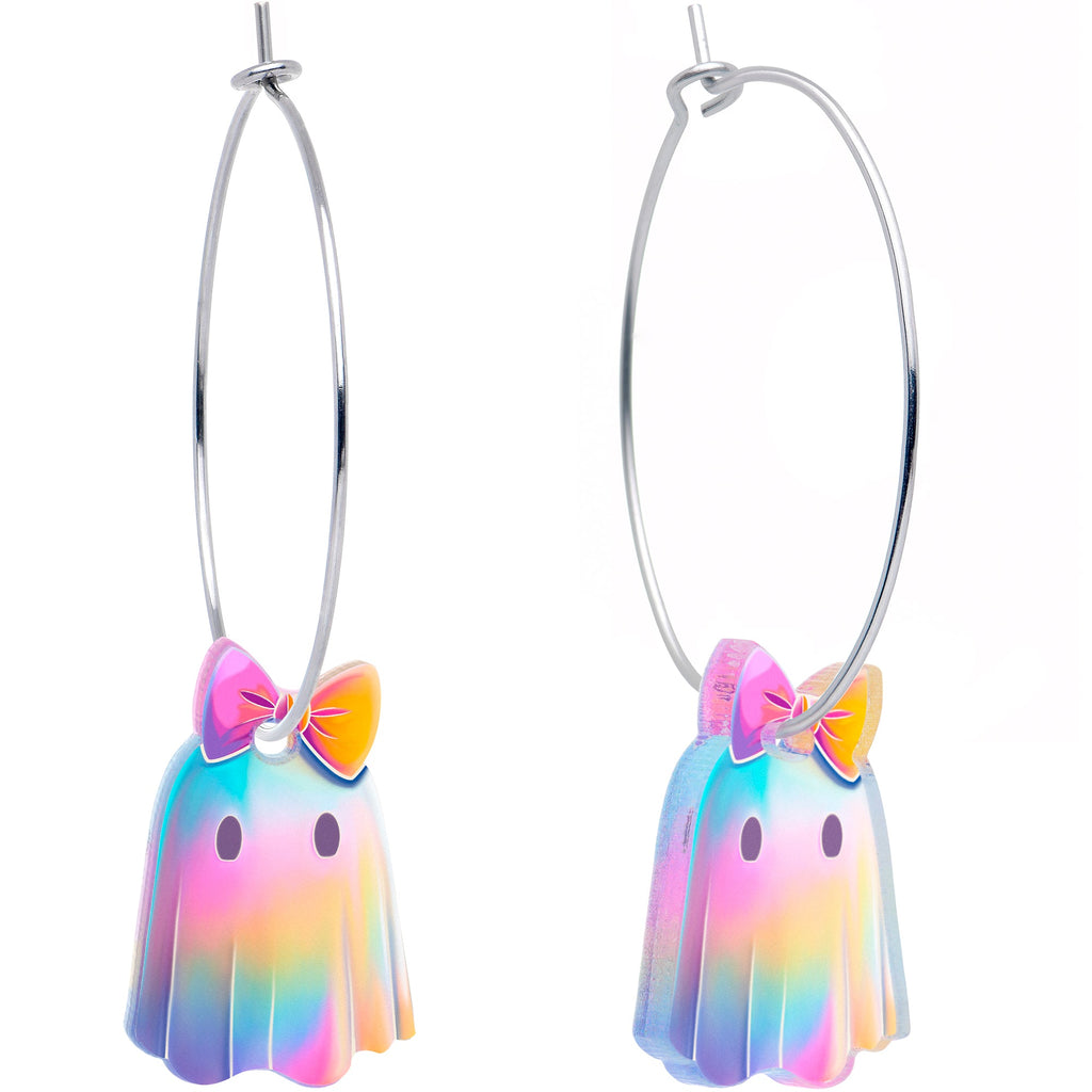 Iridescent Ghost Girl Hoop Earrings by Onyx O
