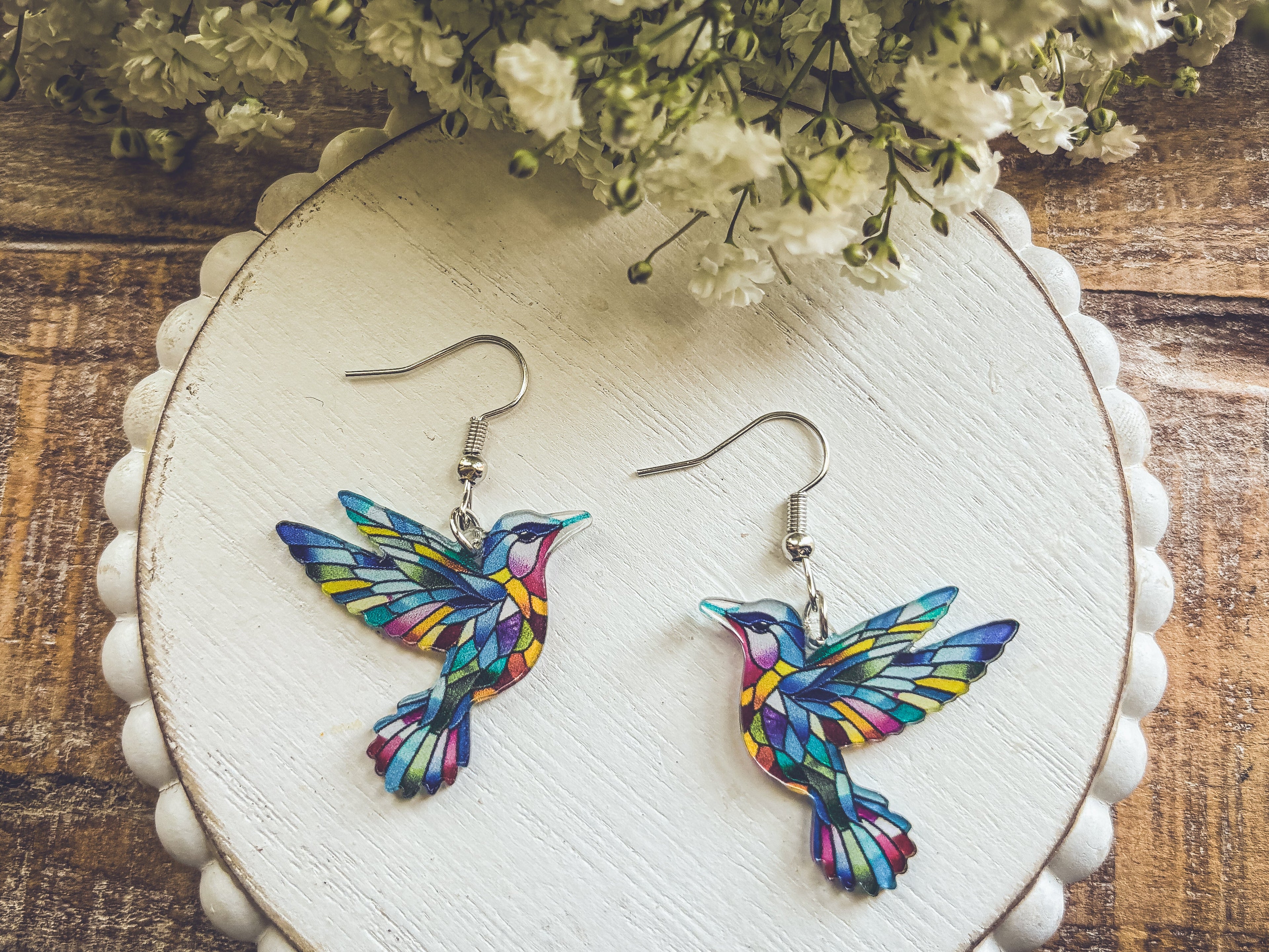 Beautiful Colorful Hummingbird Earrings