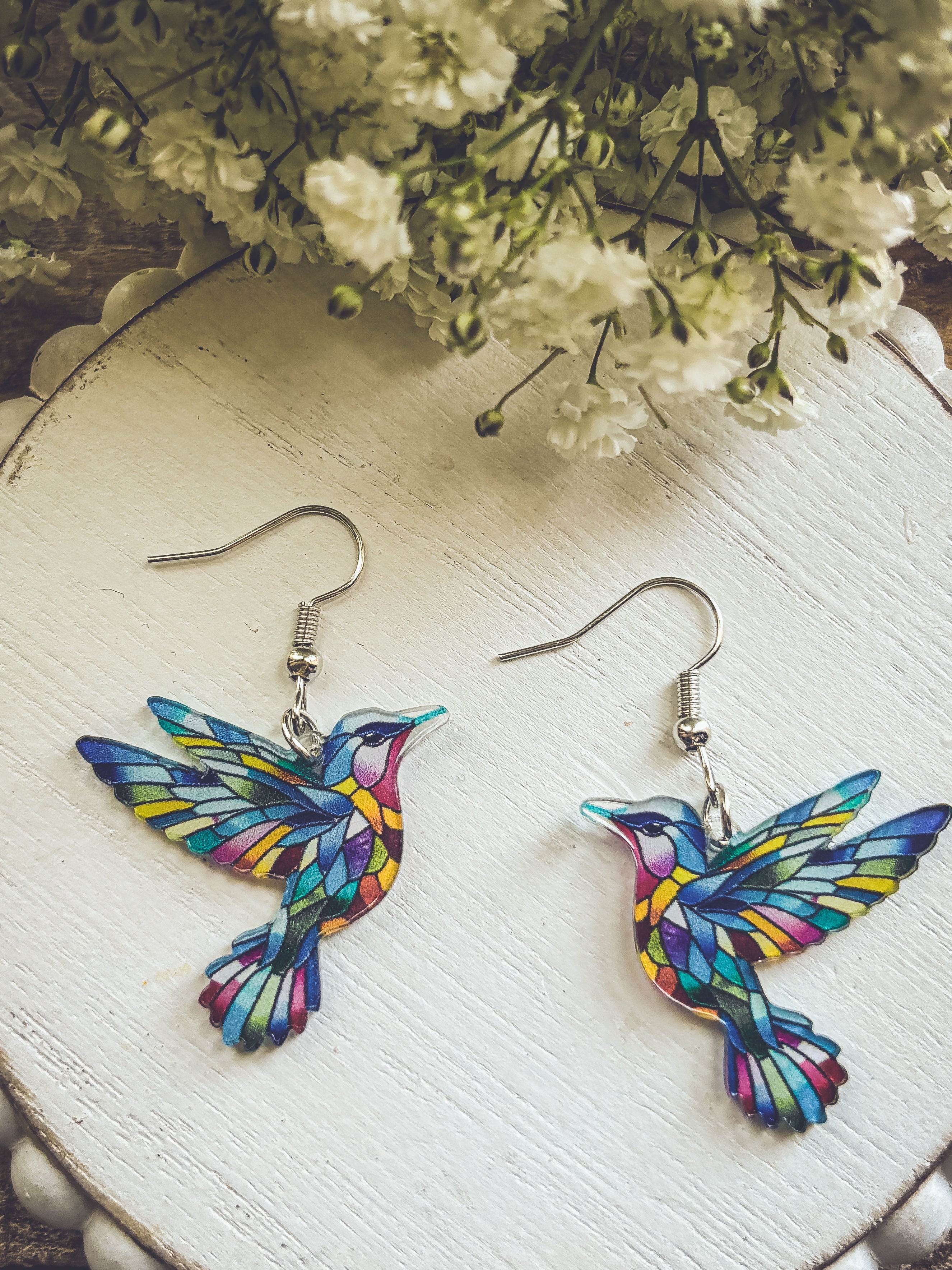 Beautiful Colorful Hummingbird Earrings