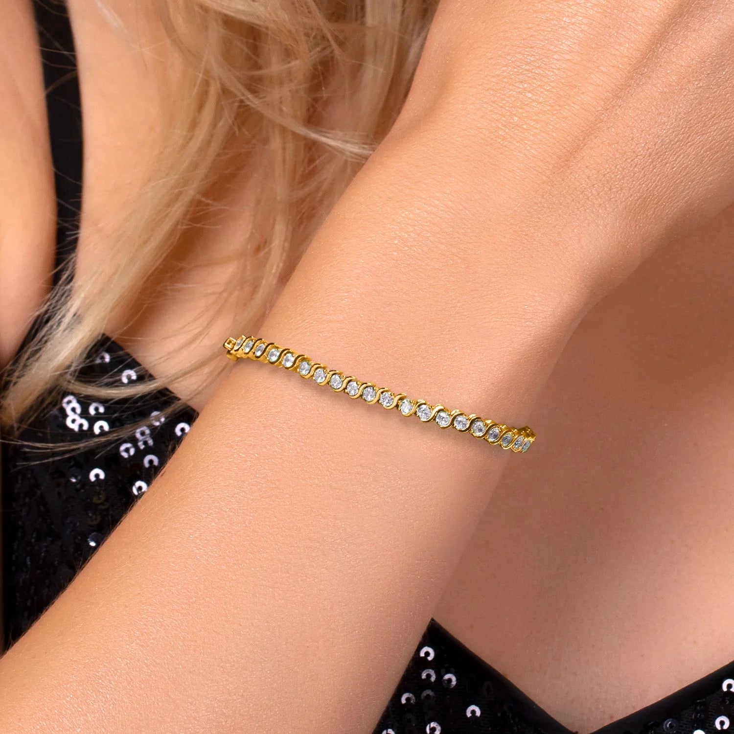Yellow Gold Plated Tennis Bracelet  