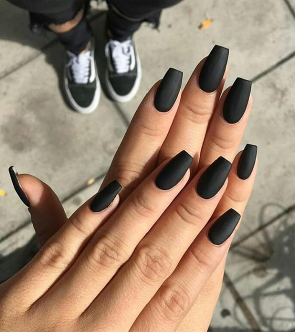 Black Velvet Coffin Matte Nails