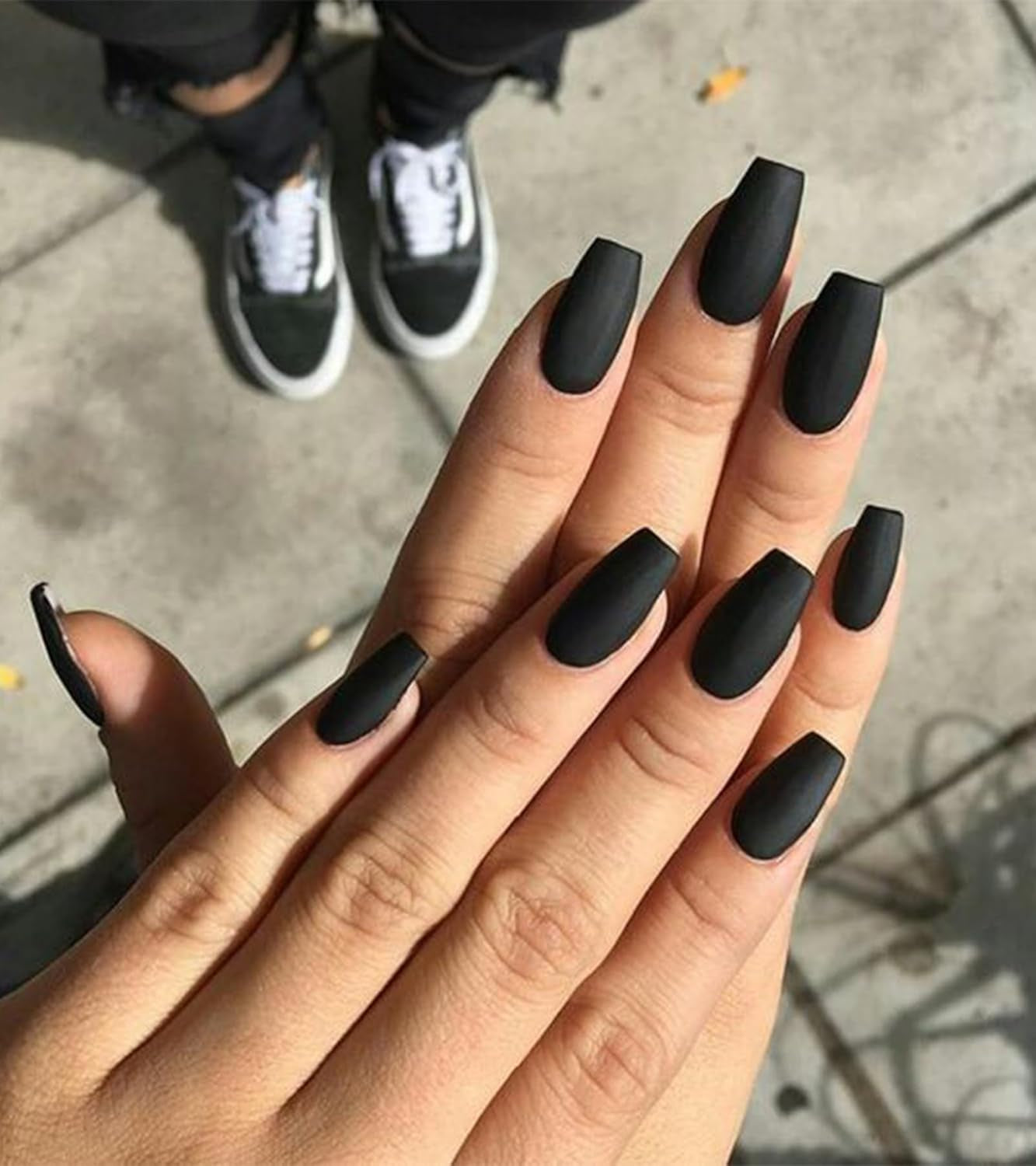 Black Velvet Coffin Matte Nails